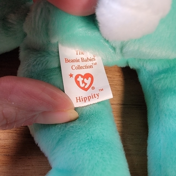 Vintage NWT Beanie Babies Hippity Green Bunny Plush 1996 P.V.C. Pellets 6-1-96 - Picture 14 of 16